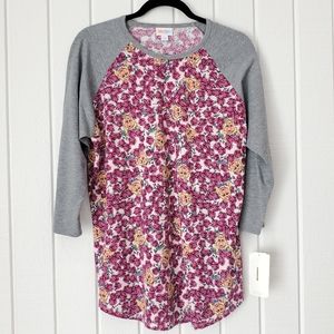 Disney LuLaRoe Randy Baseball Raglan Tee T-shirt Grey Pink Miss Piggy Muppets